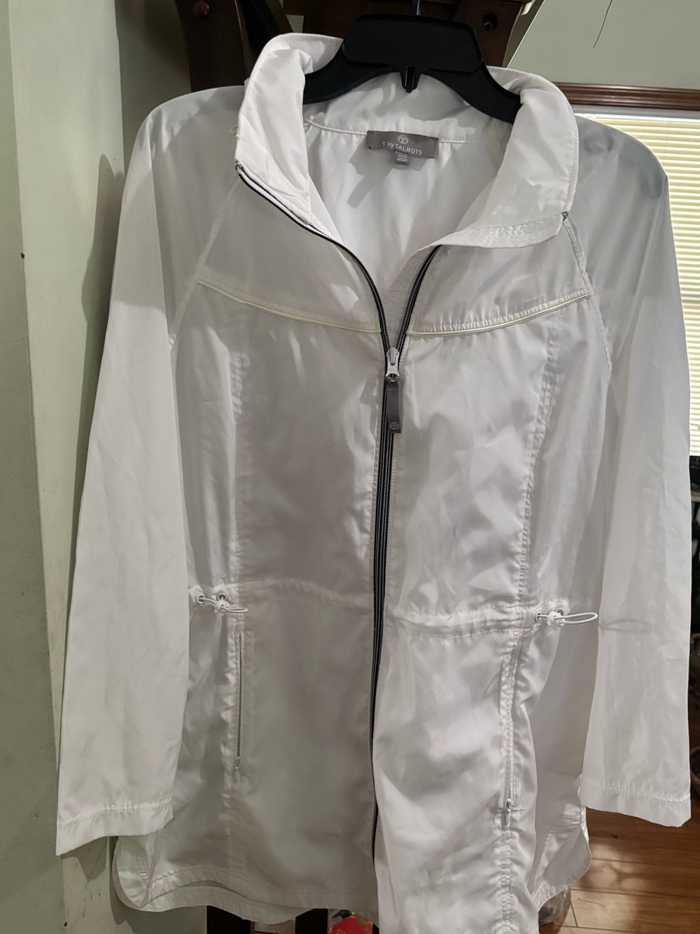 Talbots White Lightweight Zip-Front Trench Jacket